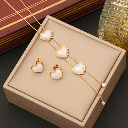 Стильный комплект ожерелья с жемчугом в форме сердца - модные украшения из нержавеющей стали n1135