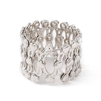 Pulsera de anillo retráctil plegable con corazón de latón, pulsera de anillos telescopicos para mujer