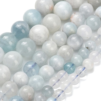 Природные Аквамарин бисер нитей, гладкий круглый