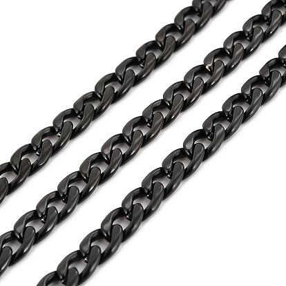 304 Stainless Steel Cuban Link Chains, Unwelded, with Spool