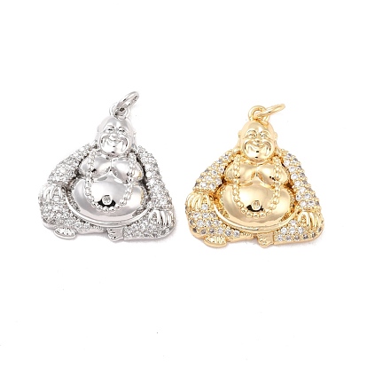 Кулоны из экологически чистой латуни с микропаве и кубическим цирконием, долговечный, без свинца, без кадмии и без никеля, Будда