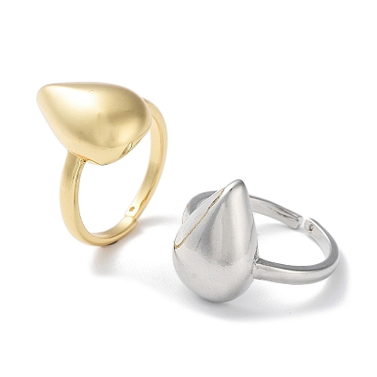 Anillos de puño abiertos de latón chapado en rack, sin plomo y cadmio, larga duración plateado, lágrima