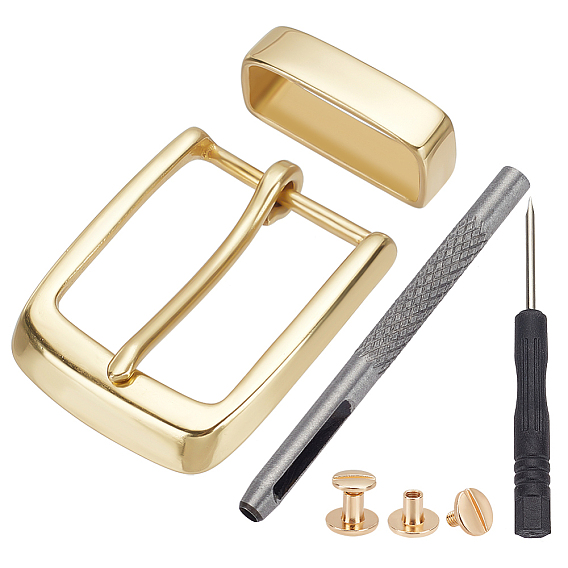 Наборы пряжек для ремней, В комплект входят латунные роликовые пряжки и держатели петель., заклепки из алюминиевого сплава, Отвертка, дыроколы для кожи