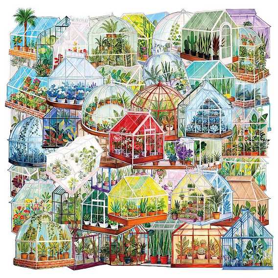 50шт. наклеек с мультяшными изображениями растений и домашних животных, самоклеящиеся наклейки, для чемодана, скейтборде, холодильник, шлем