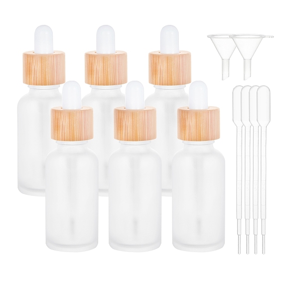DIY Essential Oil Bottle Kits, include Frosted Glass Dropper Bottles, Plastic Funnel Hopper & Dropper, Adhesive Stickers
