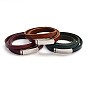 3-Loop Cowhide Leather Wrap Bracelets, with Alloy Clasps, 590x7~8.5mm