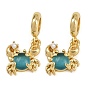 Европейские подвески-шармы с подвесками из латуни, прозрачными кубическими цирконами и глубоким небесно-голубым кошачьим глазом, подвески с большим отверстием в виде краба долговечные с покрытием, без кадмия и без свинца, стойки покрытие