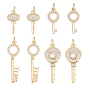 8Pcs 4 Style Brass Micro Pave Clear Cubic Zirconia Pendants, with Jump Ring, Mix-shaped