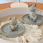 Creative Brother Kiln Ceramic Plate Frog Sandalwood Incense Insert Incense Ice Crack Indoor Incense Office Zen Ornament