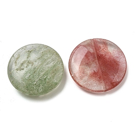 Cherry Quartz Glass/Watermelon Stone Glass Beads, Flat Round