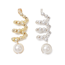 2шт 2 цвета АБС пластик имитация жемчуга подвески, спираль, с гальваническим покрытием из немагнитных синтетических гематитовых бусин и экологически чистой медной проволокой