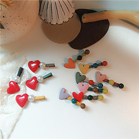 Pince à cheveux boule de perles colorées avec pince à bec de canard - dessin géométrique, mignon et élégant.