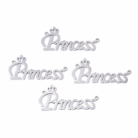 201 Stainless Steel Links Connectors, Laser Cut, Word Princess
