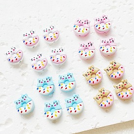 Spray Printed Alloy Beads, Kitty Donut