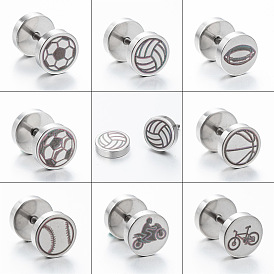 Geometric Circle Earrings for Sports Lovers - Volleyball, Football, Basketball & Cycling Ear Clips
