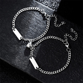 Stainless Steel Magnetic Couple Bracelet Heart Shape Attraction Fashionable Gift for Girlfriend
