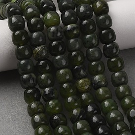 Natural Canadian Jade Beads Strands, Old Style Barrel Beads