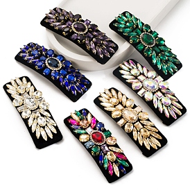 Cloth & Alloy & Glass Rhinestone Snap Hair Clips, Hair Accessories for Women & Girls