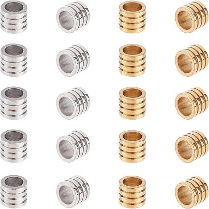 304 из нержавеющей стали бусы, бусины с большим отверстием, желобчатый, колонка