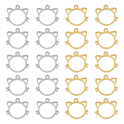 20 шт 2 цвета 304 подвески из нержавеющей стали, прелести кошачьей головы