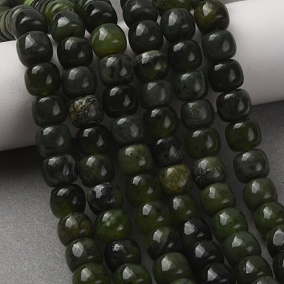 Natural Canadian Jade Beads Strands, Old Style Barrel Beads