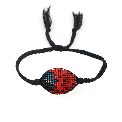 Glass Seed Beetle Link Bracelet, Adjustable Friendship Bracelet for Women