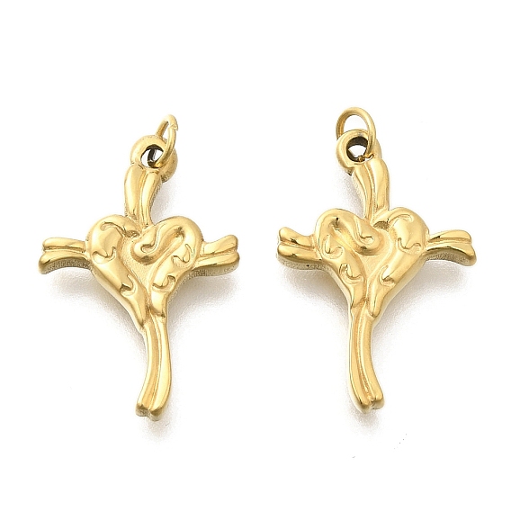 Ионное покрытие (ip) 304 подвески из нержавеющей стали, с целью перехода в кольце, крест с подвеской в виде сердца