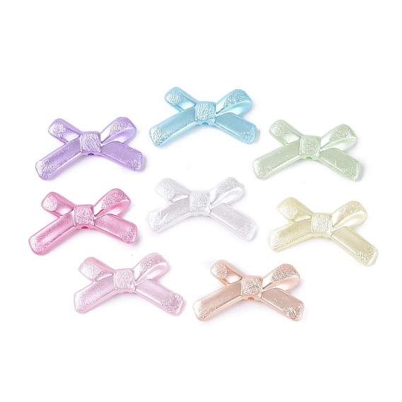 Текстурированные непрозрачные акриловые бусины, окрашенные аэрозольной краской, бантом