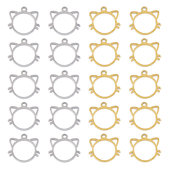 20 шт 2 цвета 304 подвески из нержавеющей стали, прелести кошачьей головы
