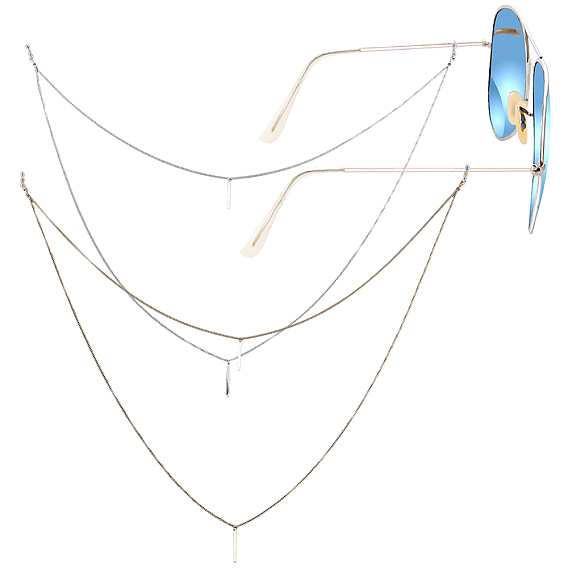 2 шт. 2 цветные литые цепочки ремешок на шею для очков, цепочки для очков с резиновыми петлями на концах и карабином