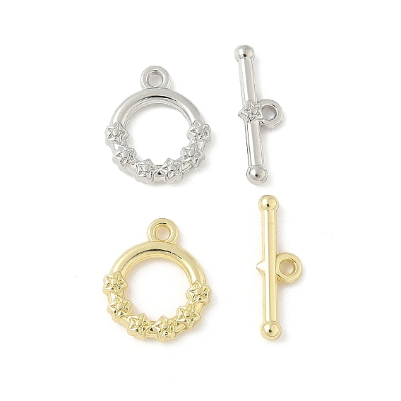 Застежка тоггл из сплава, без кадмия и без свинца, стойки покрытие, Кольцо с цветком