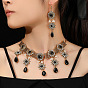 Baroque Crystal Tassel Earrings Necklace Set for Evening Party Bride Jewelry
