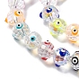 Transparent Evil Eye Glass Beads Strands, with Enamel, Faceted, Round