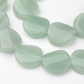 Natural Green Aventurine Bead Strands, Twist Round, 16x6mm, Hole: 1mm, about 24pcs/strand, 15.4 inch