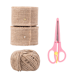 Braided Jute Ribbon Sets, For Jewelry Making, with Jute Twine, Stainless Steel Scissors