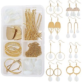 DIY Drop Opalite Earring Making Kits, include Brass Chains, 304 Stainless Steel & Iron Jewelry Findings