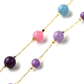 Круглые цепочки из натуральных драгоценных камней ручной работы, пайки, с реечной обшивкой латунными выводами, долговечный, без свинца и без кадмия, с катушкой, реальный 18 k позолоченный