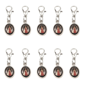 10 pièces ovales avec pendentifs en alliage de saint, avec fermoir pince de homard