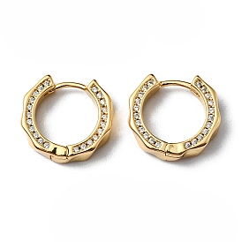Clear Cubic Zirconia Hoop Earrings, Rack Plating Brass Jewelry, Cadmium Free & Lead Free