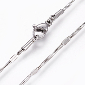 304 Stainless Steel Snake Chain Necklaces, with Lobster Claw Clasps