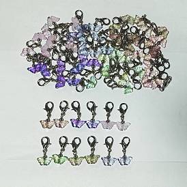 60piezas 6 colgante de cristal de colores, con broches de langosta de la aleación de la garra, mariposa