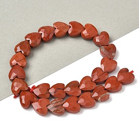 Натуральные красные яшмы бусы пряди, сердце, граненые