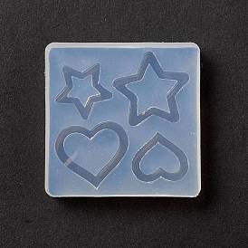 Moldes de silicona para anillos de estrellas y corazones diy, moldes de resina, para la fabricación de joyas de resina uv y resina epoxi