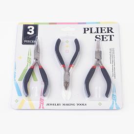 45 # juegos de herramientas de joyería de bricolaje de acero al carbono: alicates de punta redonda, alicates de corte de alambre y alicates de corte lateral, 315x70x10 mm, 3 pcs / juego