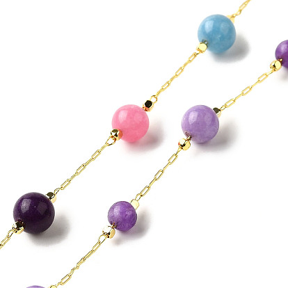 Круглые цепочки из натуральных драгоценных камней ручной работы, пайки, с реечной обшивкой латунными выводами, долговечный, без свинца и без кадмия, с катушкой, реальный 18 k позолоченный