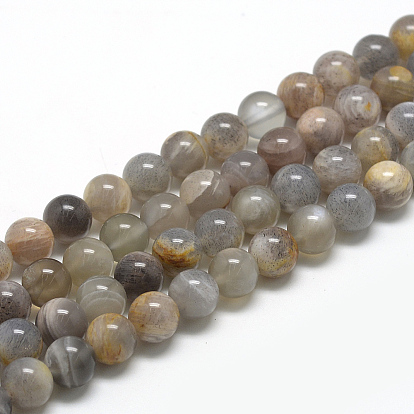 Natural Black Sunstone Beads Strands, Round