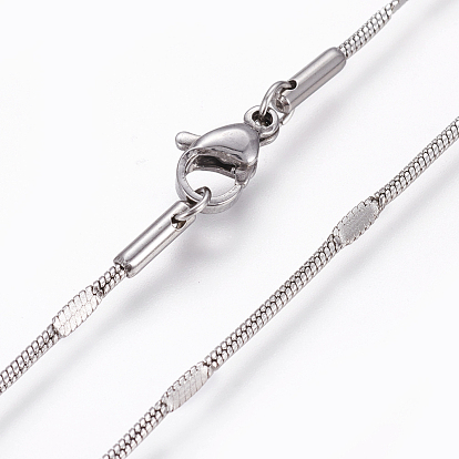 304 Stainless Steel Snake Chain Necklaces, with Lobster Claw Clasps