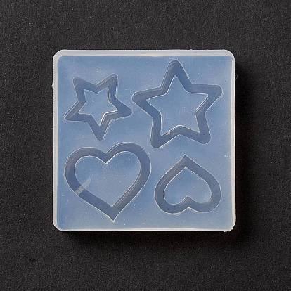 Moldes de silicona para anillos de estrellas y corazones diy, moldes de resina, para la fabricación de joyas de resina uv y resina epoxi