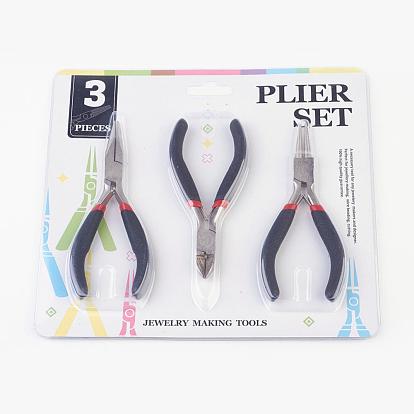 45 # juegos de herramientas de joyería de bricolaje de acero al carbono: alicates de punta redonda, alicates de corte de alambre y alicates de corte lateral, 315x70x10 mm, 3 pcs / juego