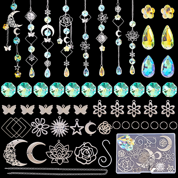 Наборы для самостоятельного изготовления ловца солнца из стекла и нержавеющей стали в виде солнца и луны